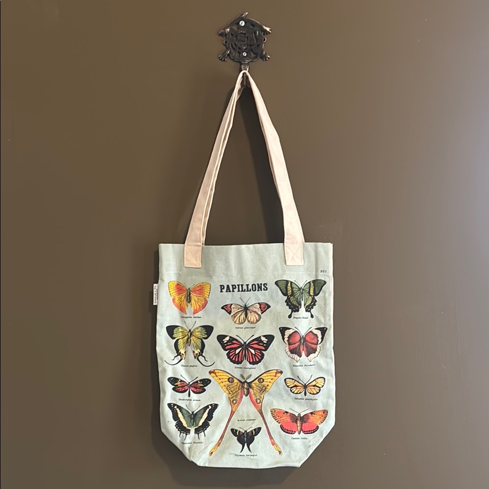 Butterfly Print Canvas Tote Bag
